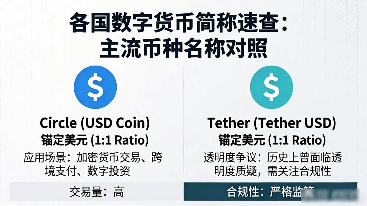 各国数字货币简称速查：主流币种名称对照