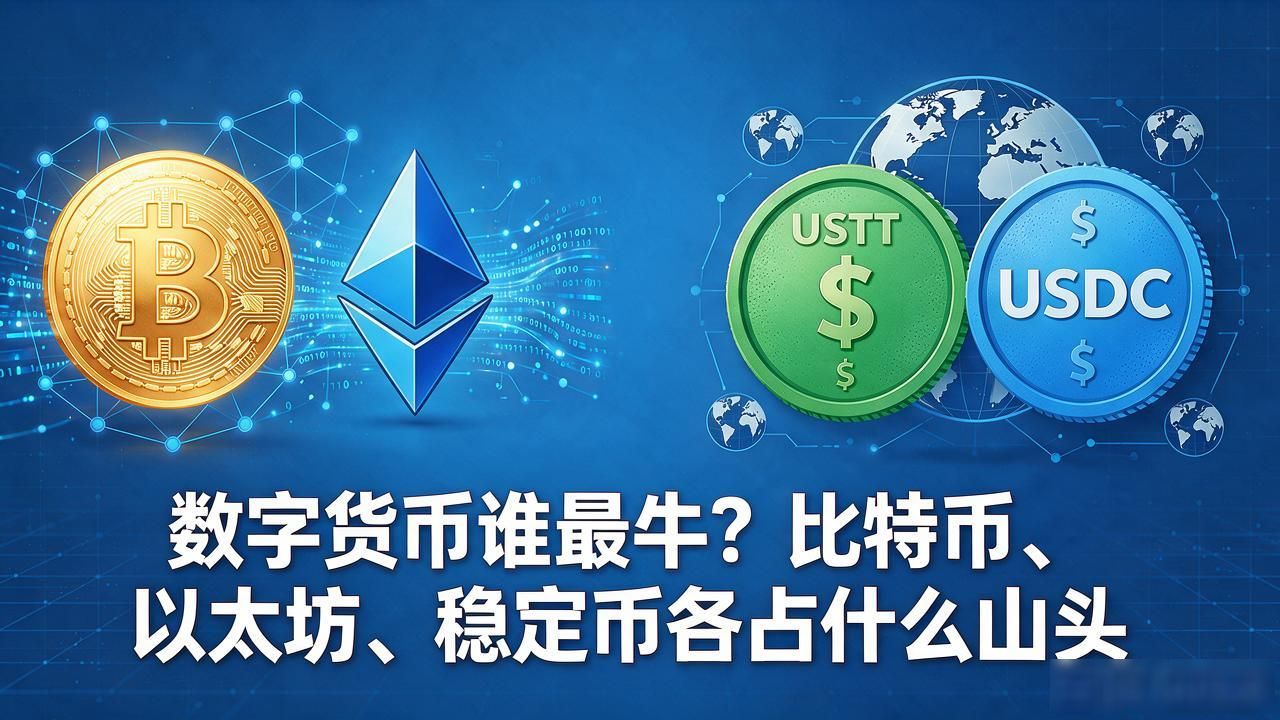数字货币谁最牛？比特币、以太坊、稳定币各占什么山头