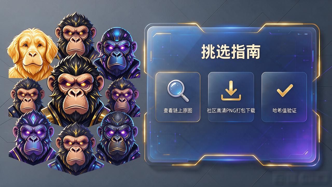 数字货币猴子图片大全_Bored Ape Yacht Club Moon Cat NFT猴头像系列对比挑选